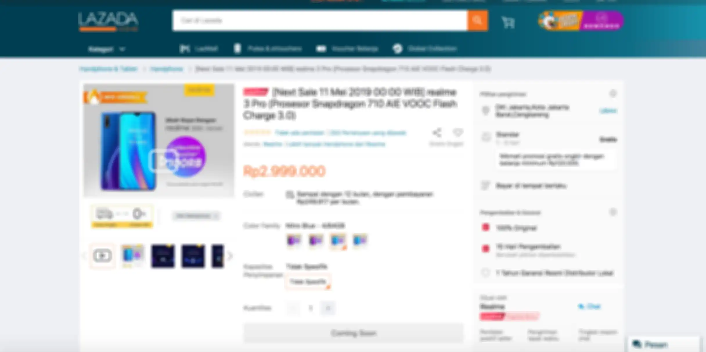 Pre-sale Realme 3 Pro di Lazada