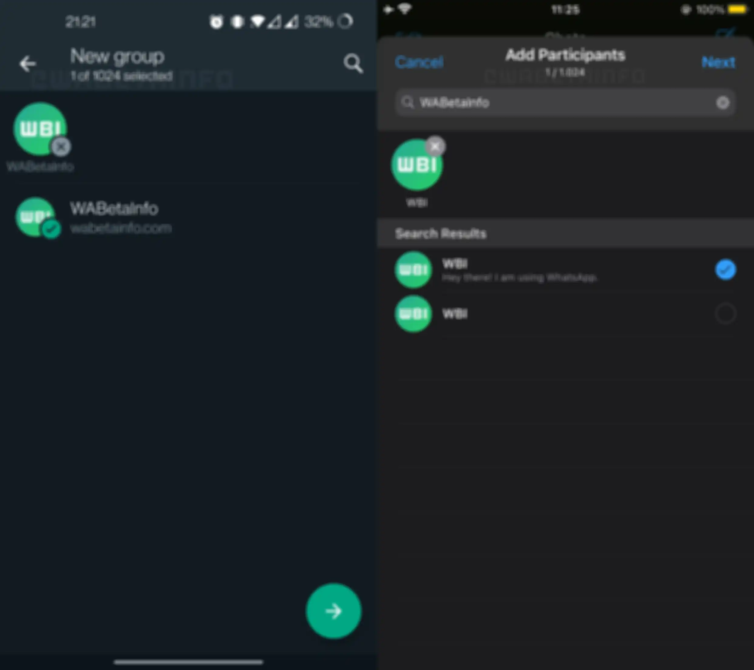 Tampilan fitur 1024 anggota grup WhatsApp di Android dan iOS. 