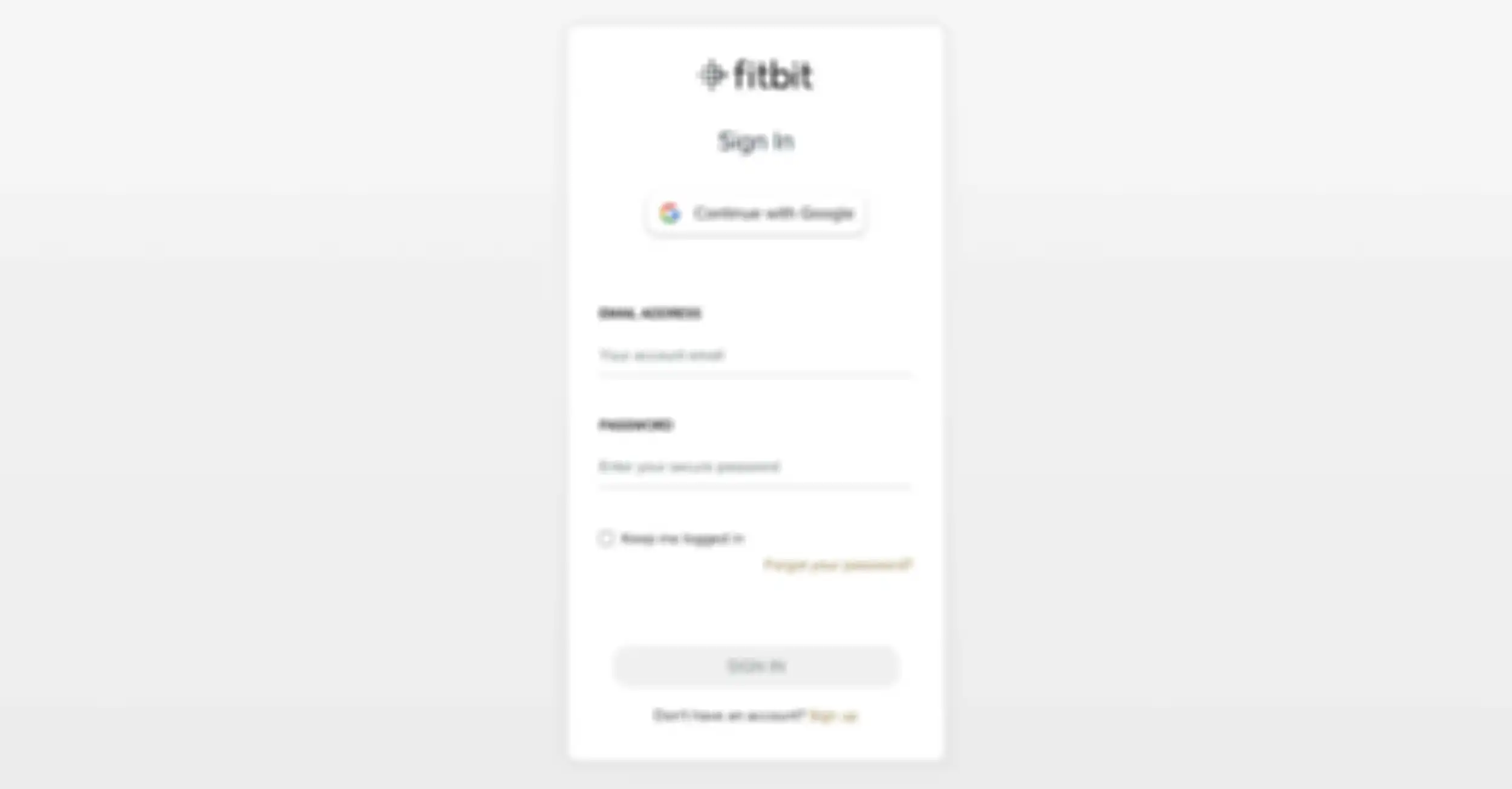 Tampilan opsi login antara akun Fitbit dan Google. 
