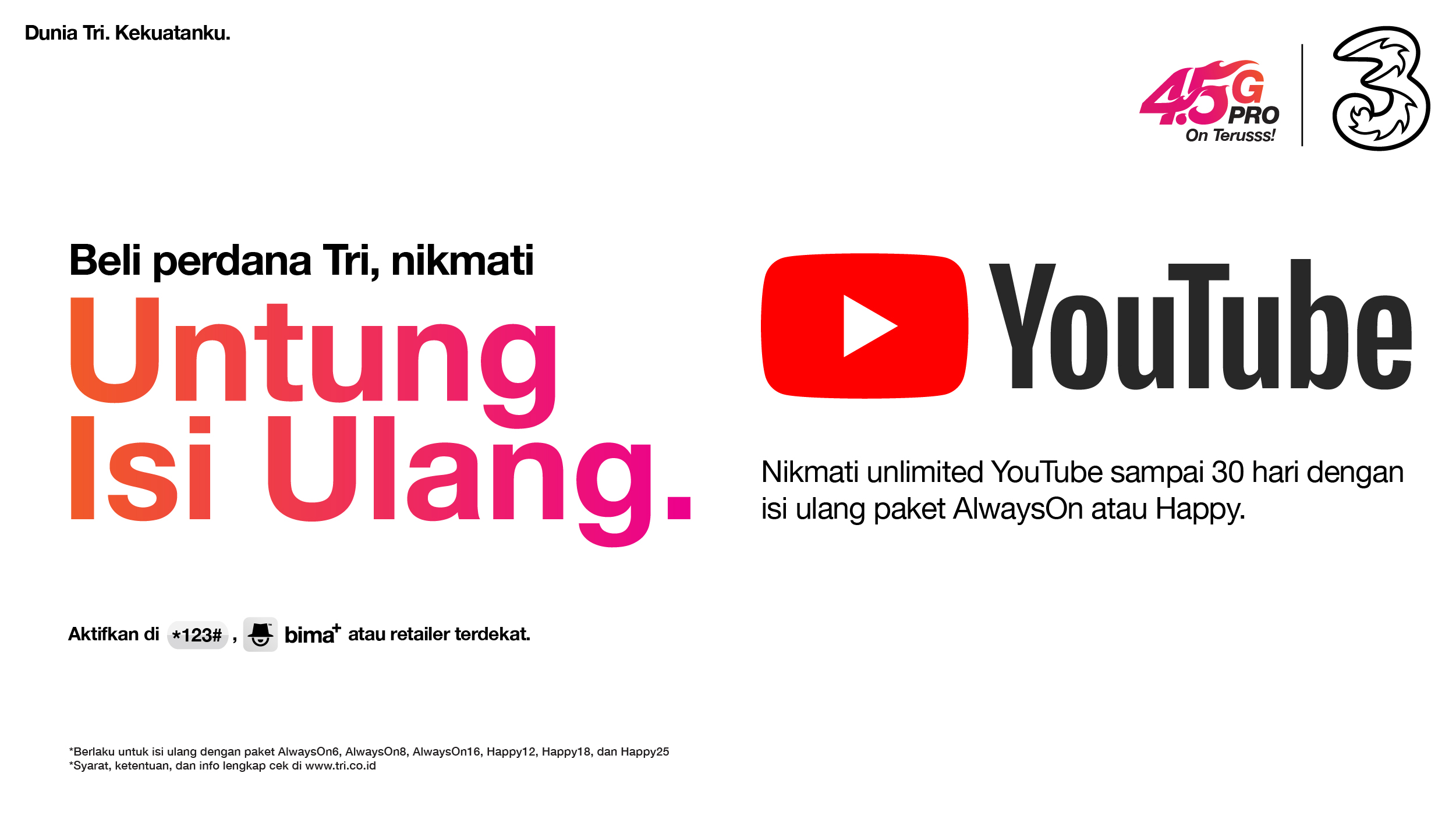 Kuota Unlimited YouTube Tri
