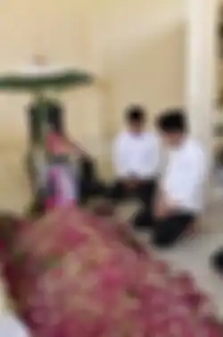 Presiden Joko Widodo (Jokowi) duduk disamping pusara ibundanya Sujiatmi Notomihardjo di pemakaman Keluarga Mundu, Selokaton, Gondangrejo, Karanganyar, Jawa Tengah, Kamis (26/3/2020) (DOK Biro Pers, Media dan Informasi Sekretariat Presiden/Agus Suparto)