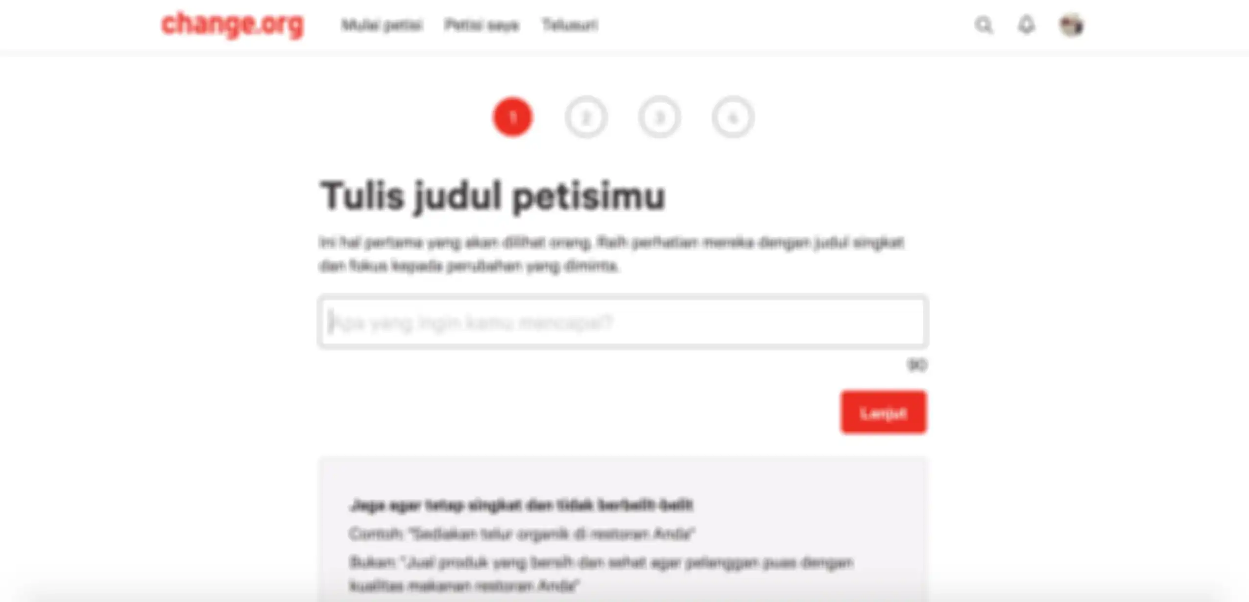 Membuat petisi di langkah pertama