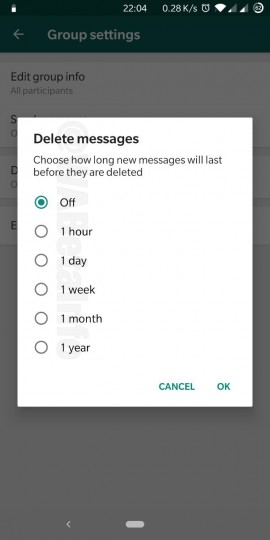 Fitur Delete Message untuk grup chat WhatsApp