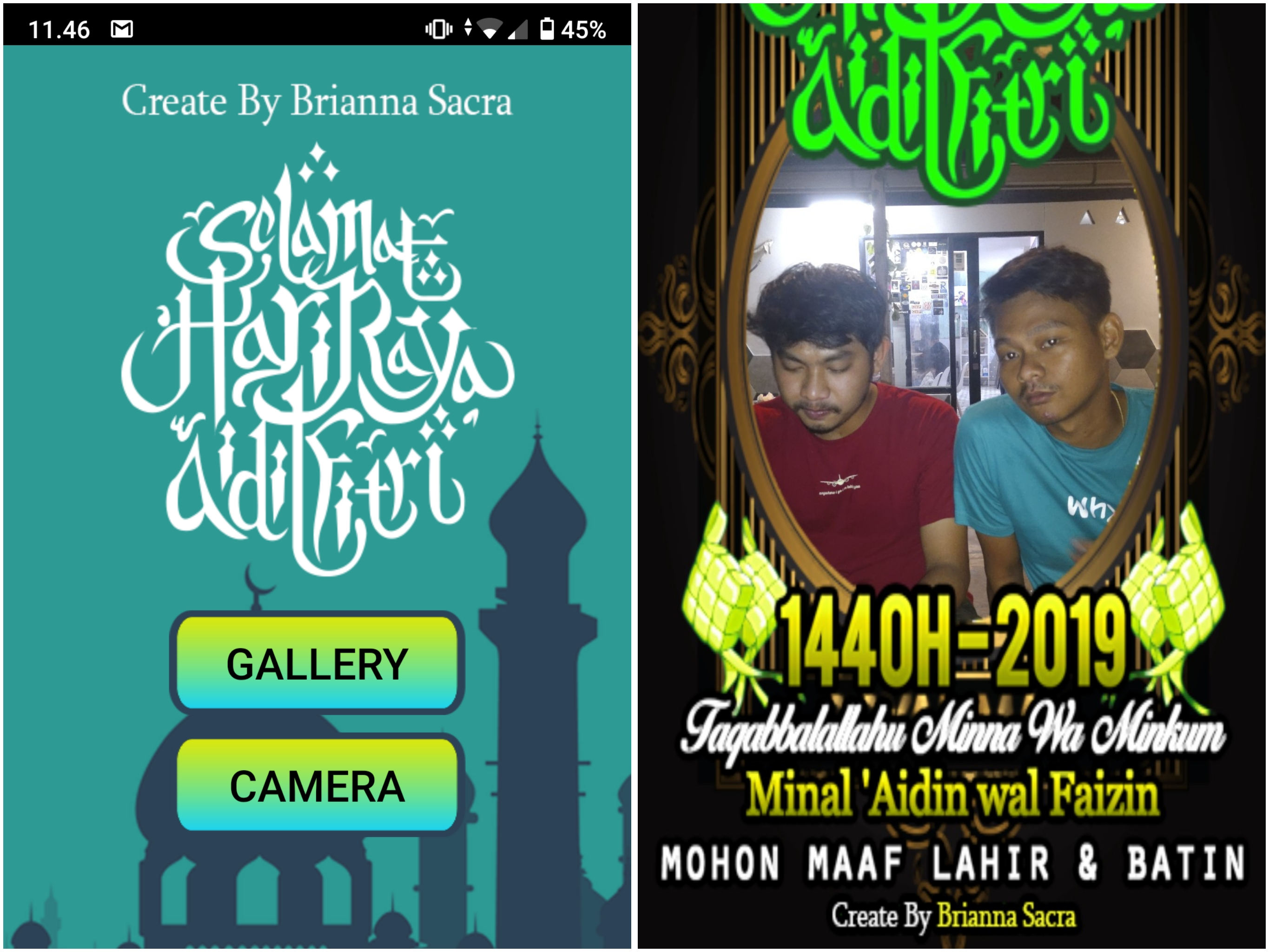 Contoh penggunaan photo frame lebaran