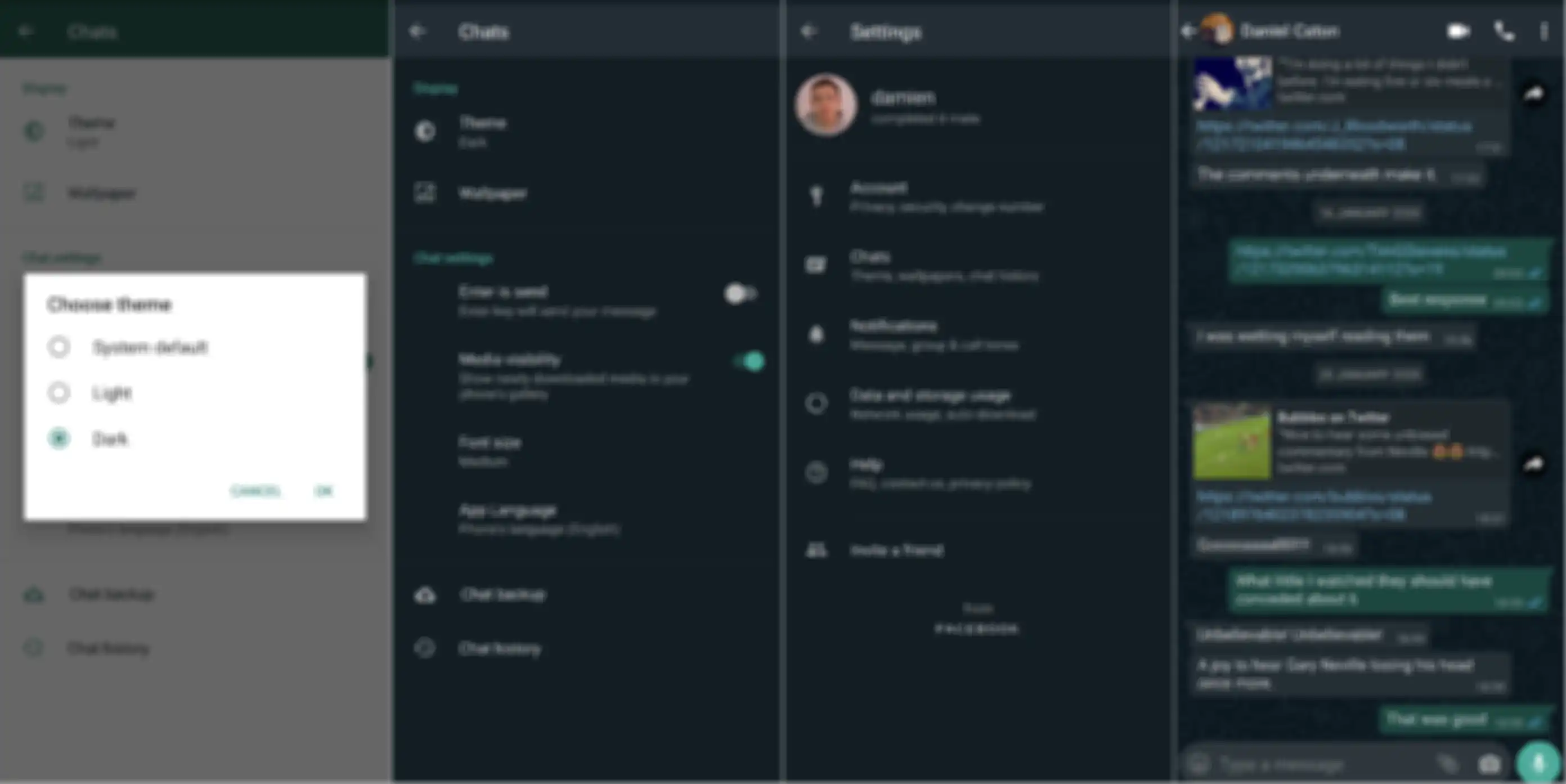 WhatsApp versi Dark Mode.