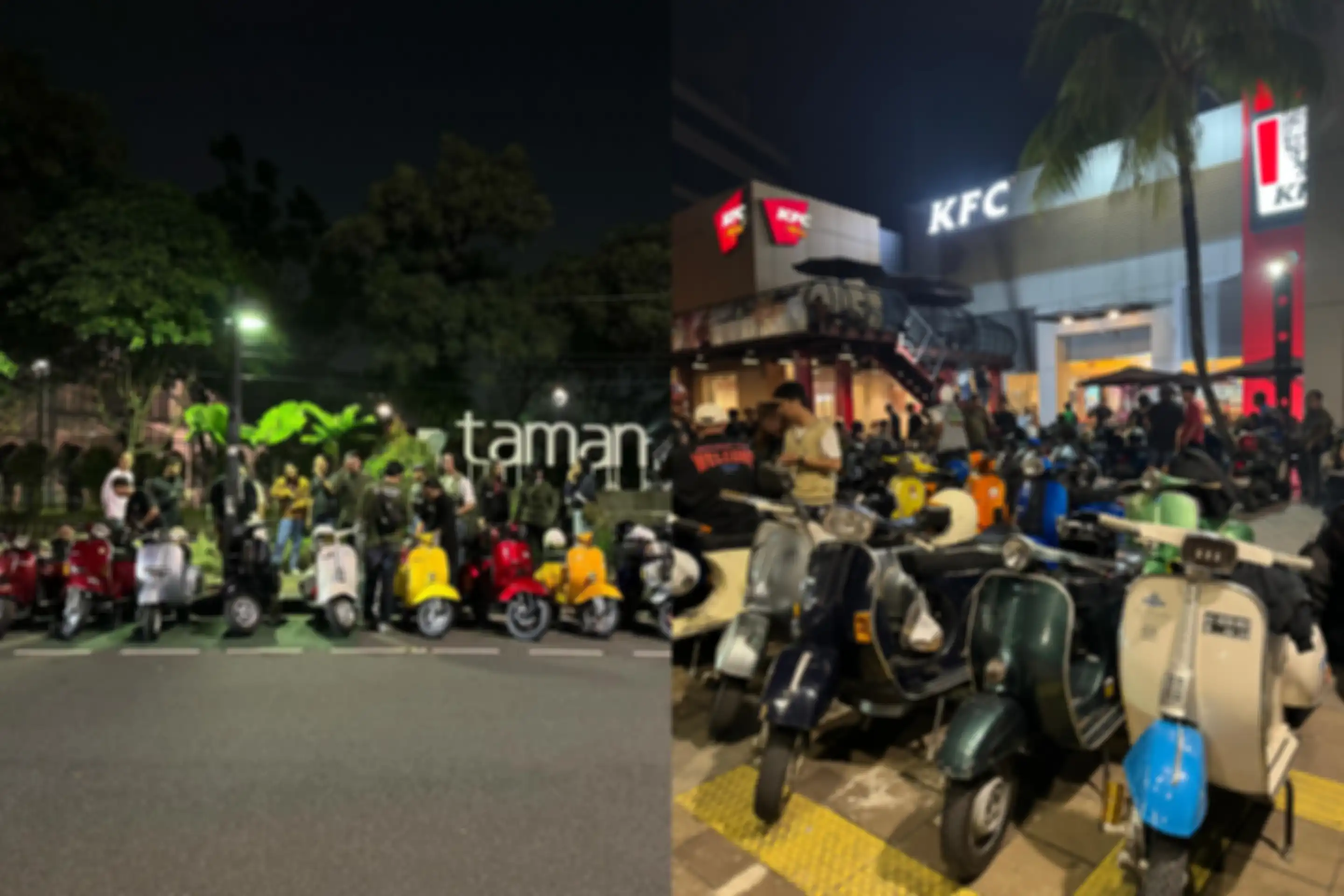 Riding dari meeting point dua, Taman Menteng (kiri) dan finis di KFC Kemang, Jakarta Selatan. 