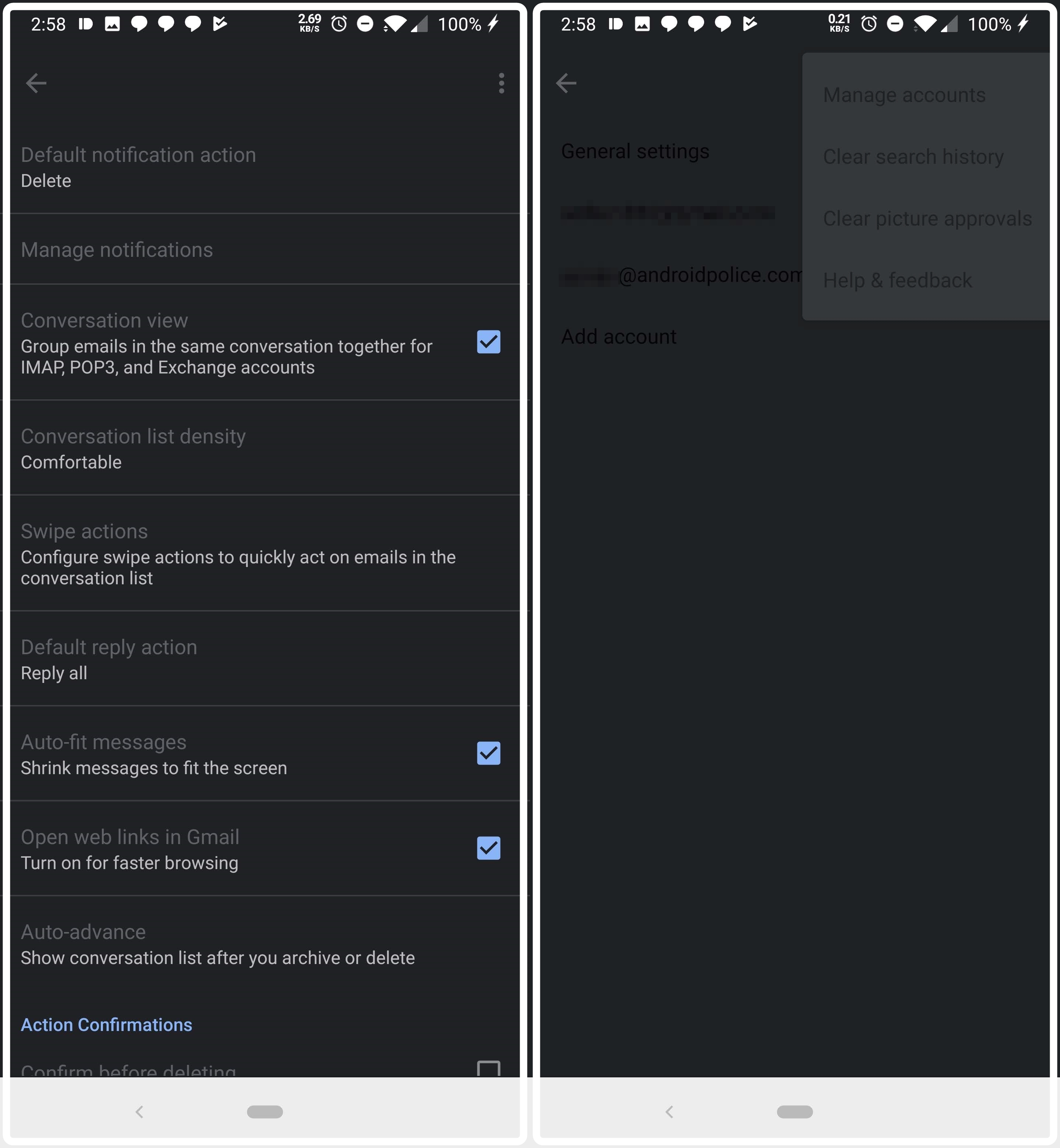 Bocoran tampilan Dark Mode di menu Setting Gmail