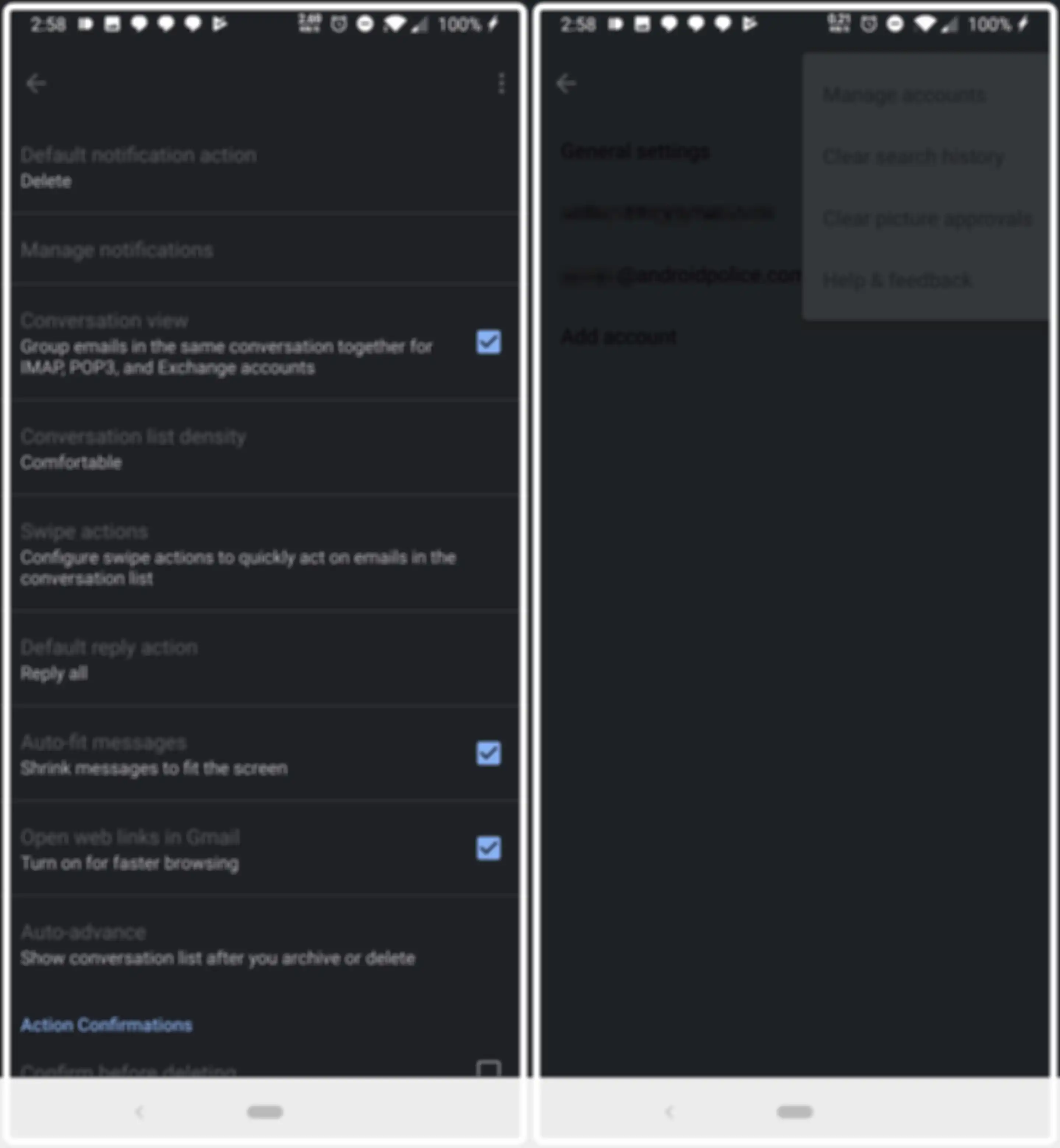 Bocoran tampilan Dark Mode di menu Setting Gmail