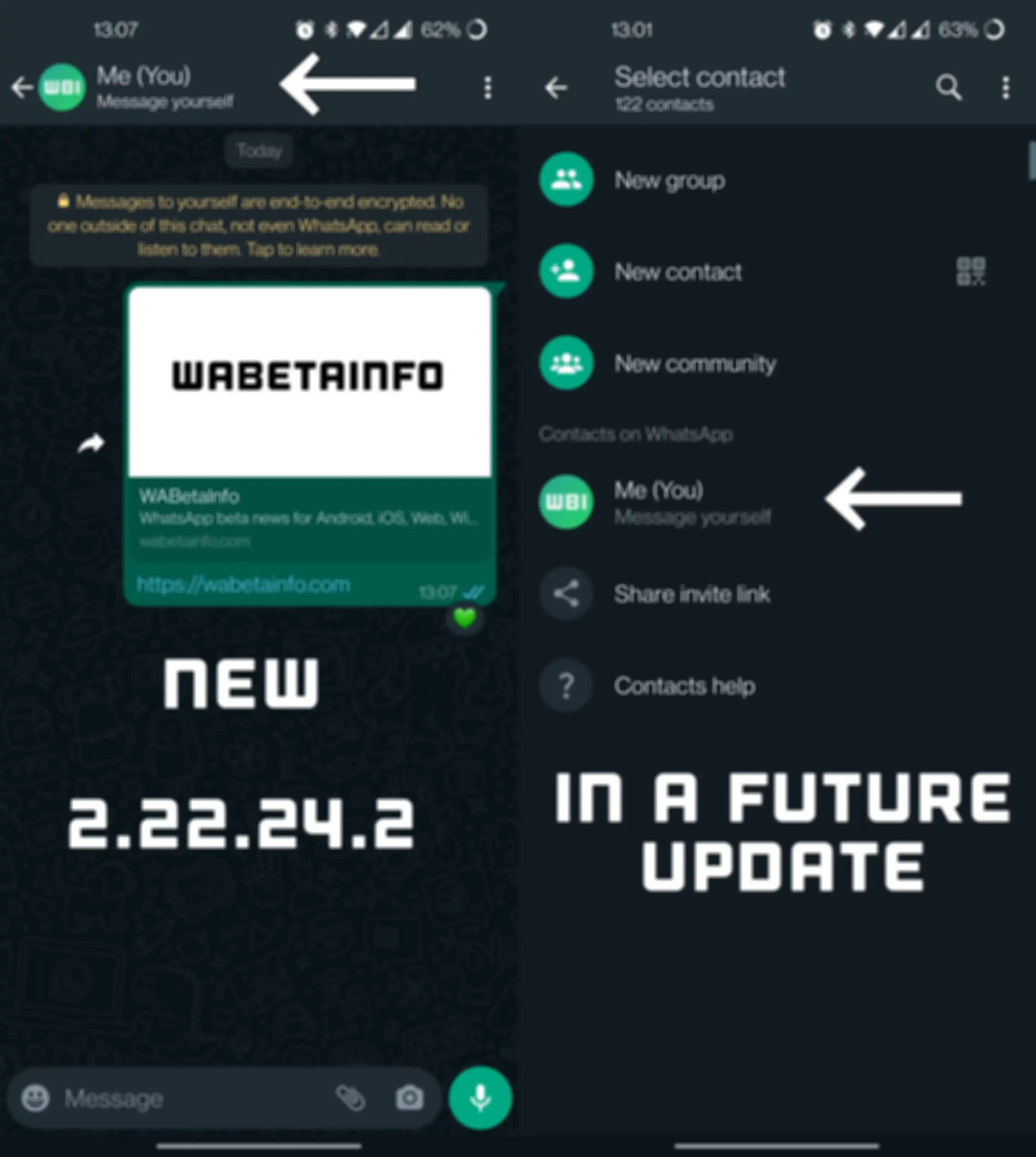Fitur Message Yourself pada WhatsApp versi beta