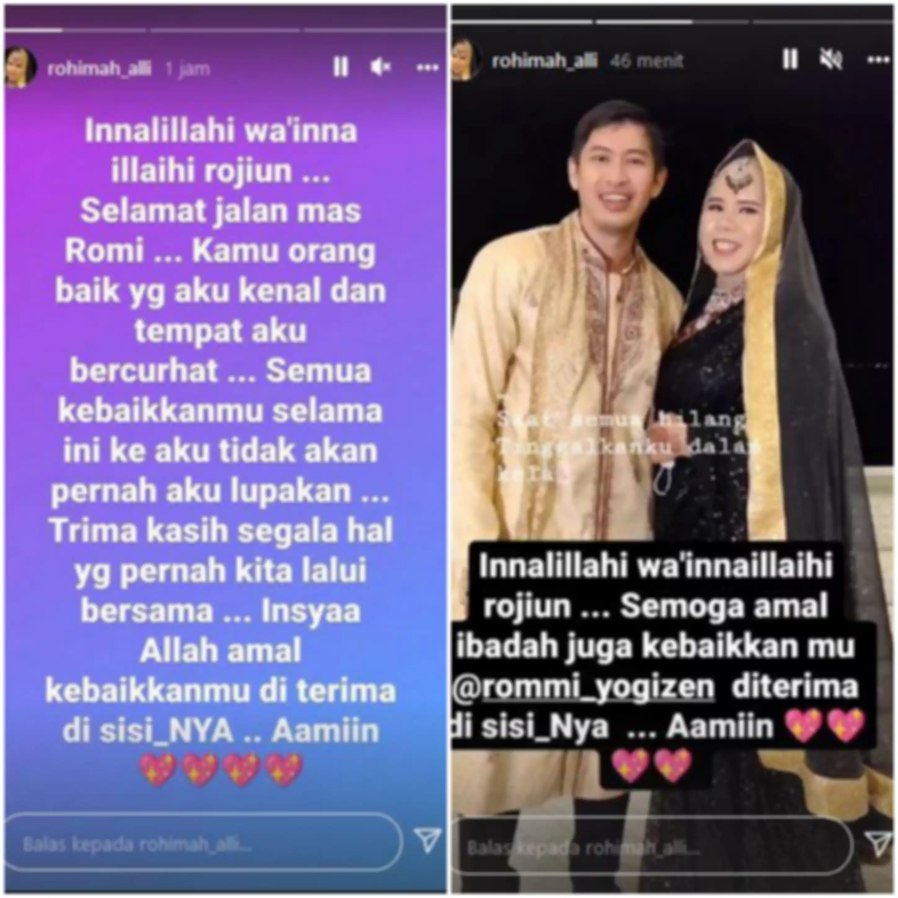 Kekasih Rohimah Alli meninggal