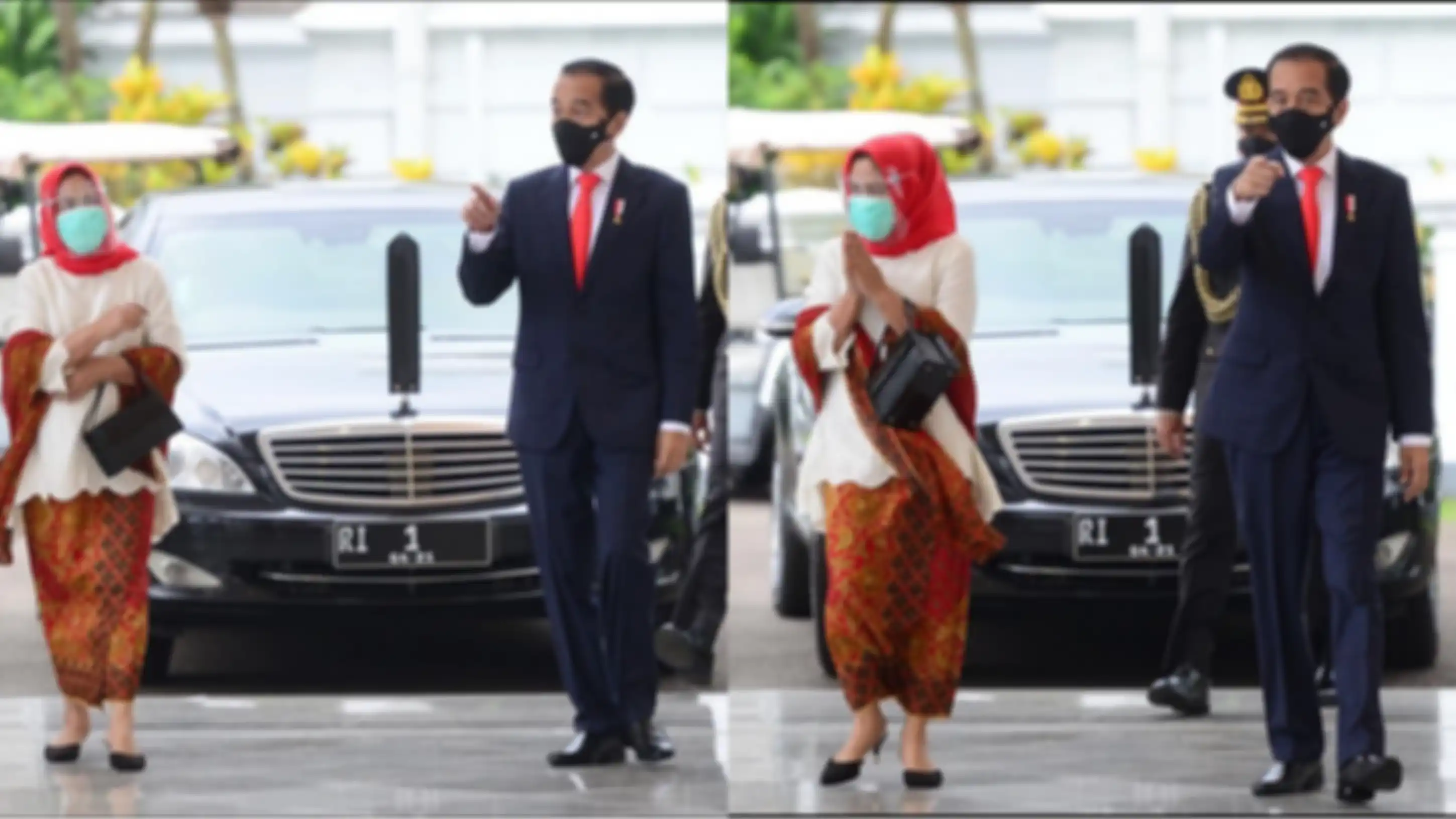 Tampilan Iriana Jokowi berhijab saat dampingi Presiden Jokowi bertemu Perdana Menteri Jepang