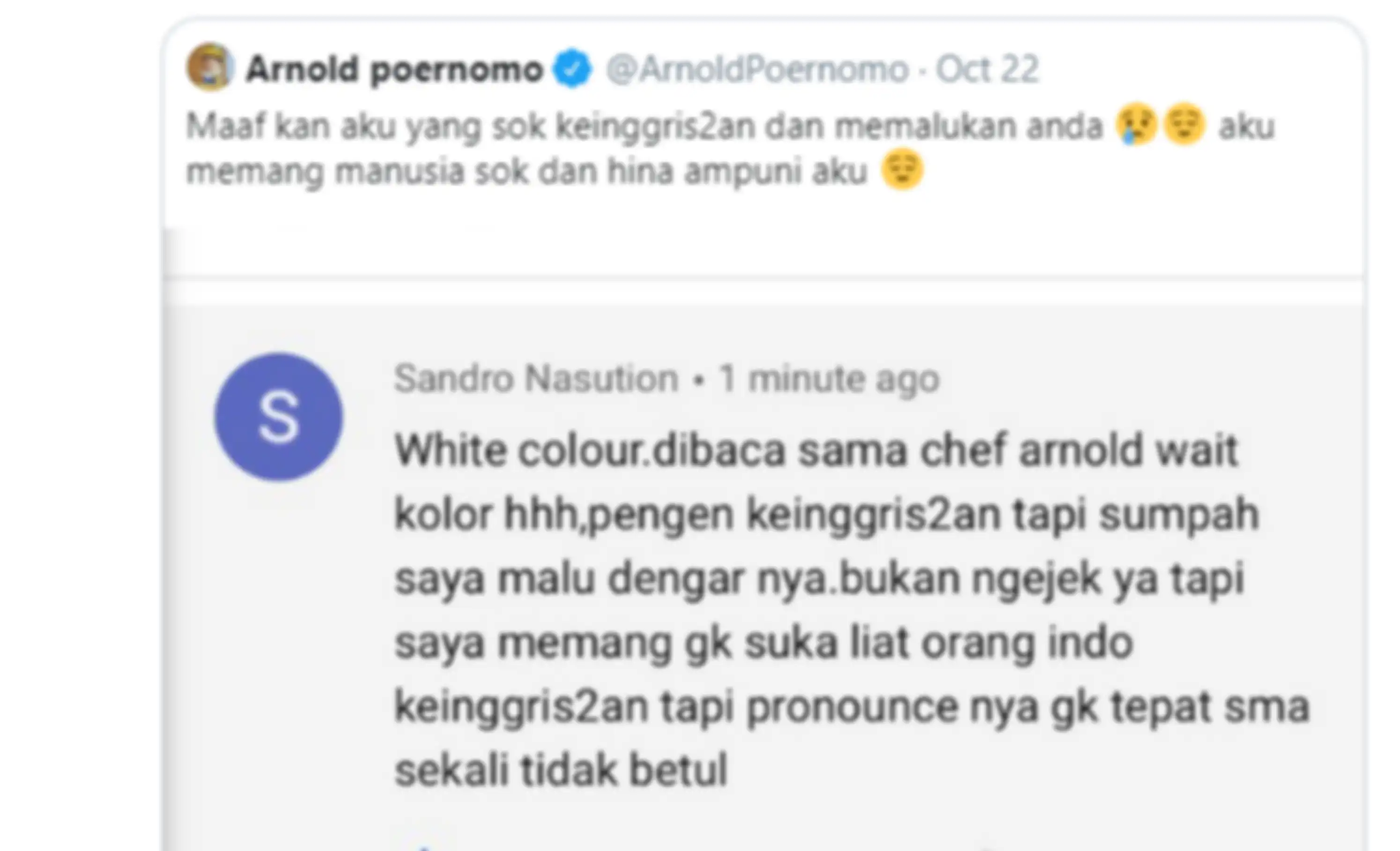 Chef Arnold Poernomo dinyinyiri netizen