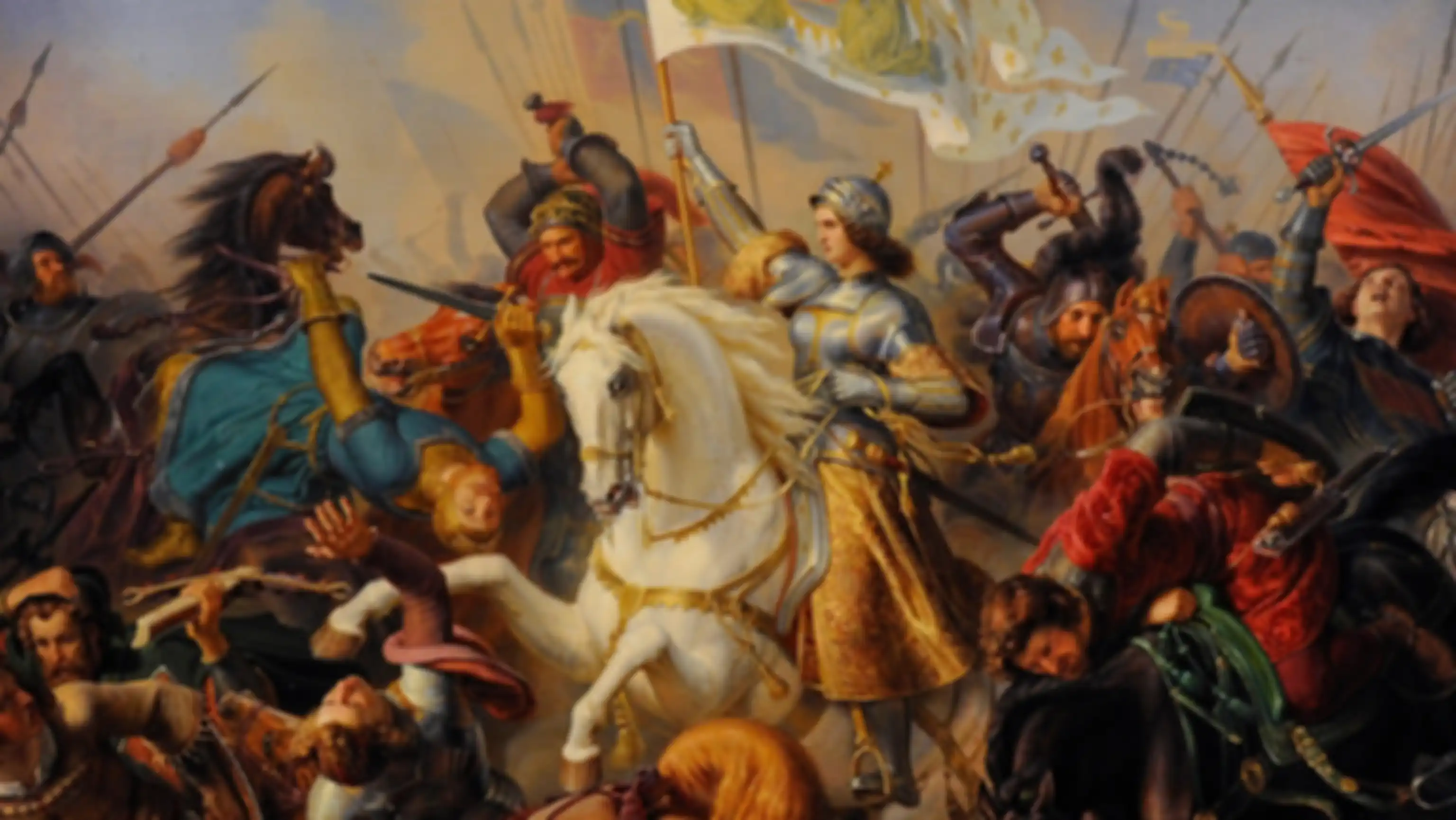 Joan of Arc saat bertempur dengan pakaian laki-laki.