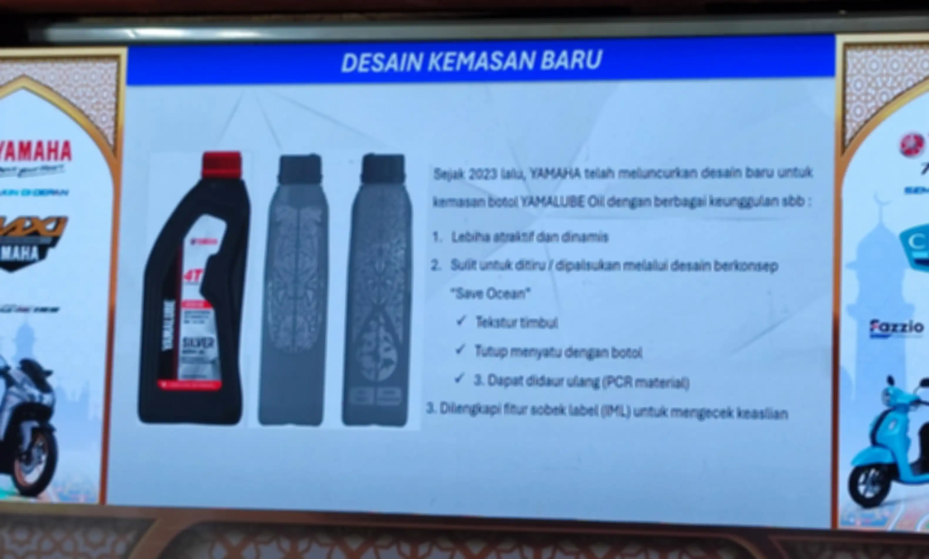 Detail kemasan baru oli Yamalube.