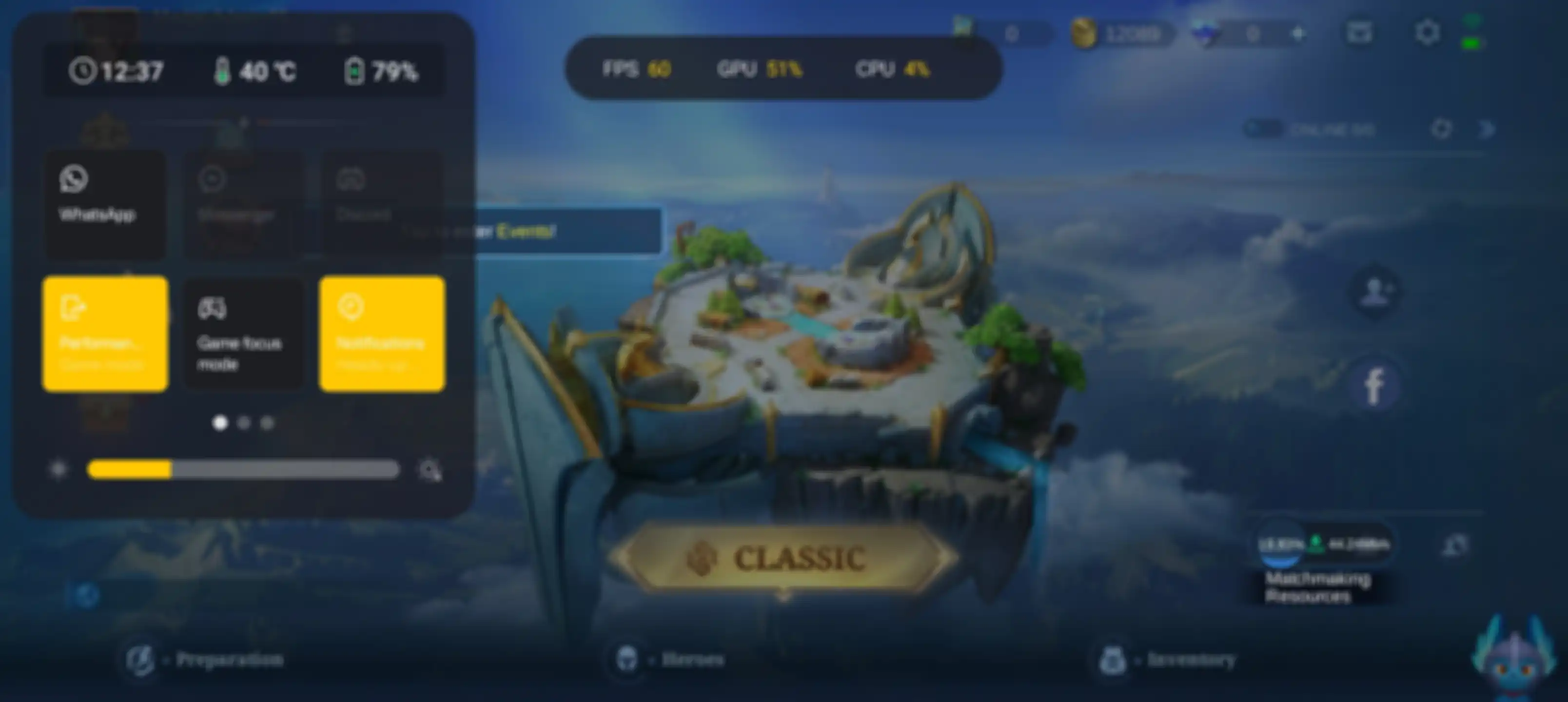 Tampilan Mobile Legends yang sangat ringan di GT2 Pro ini