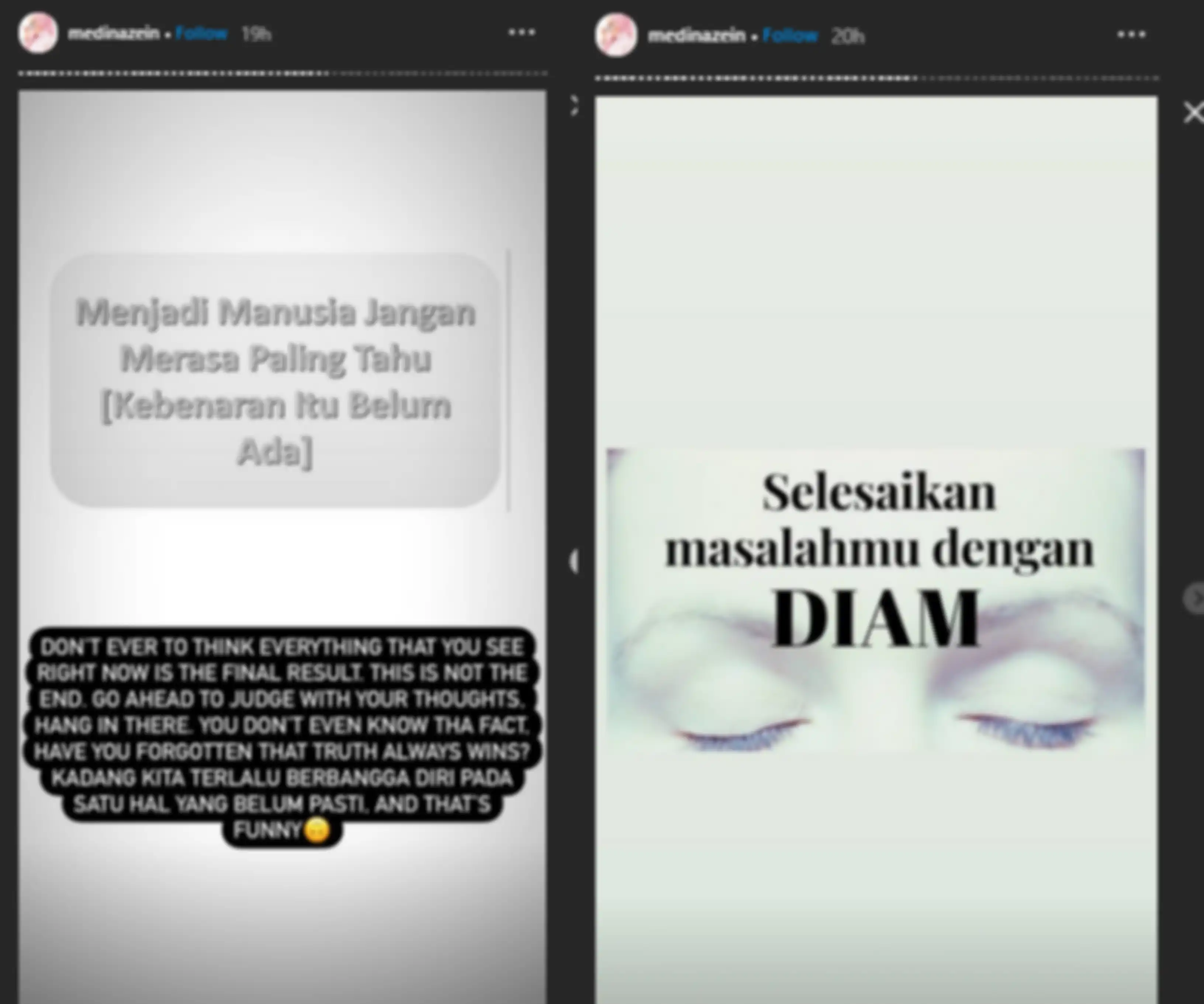 Medina Zein unggah kutipan