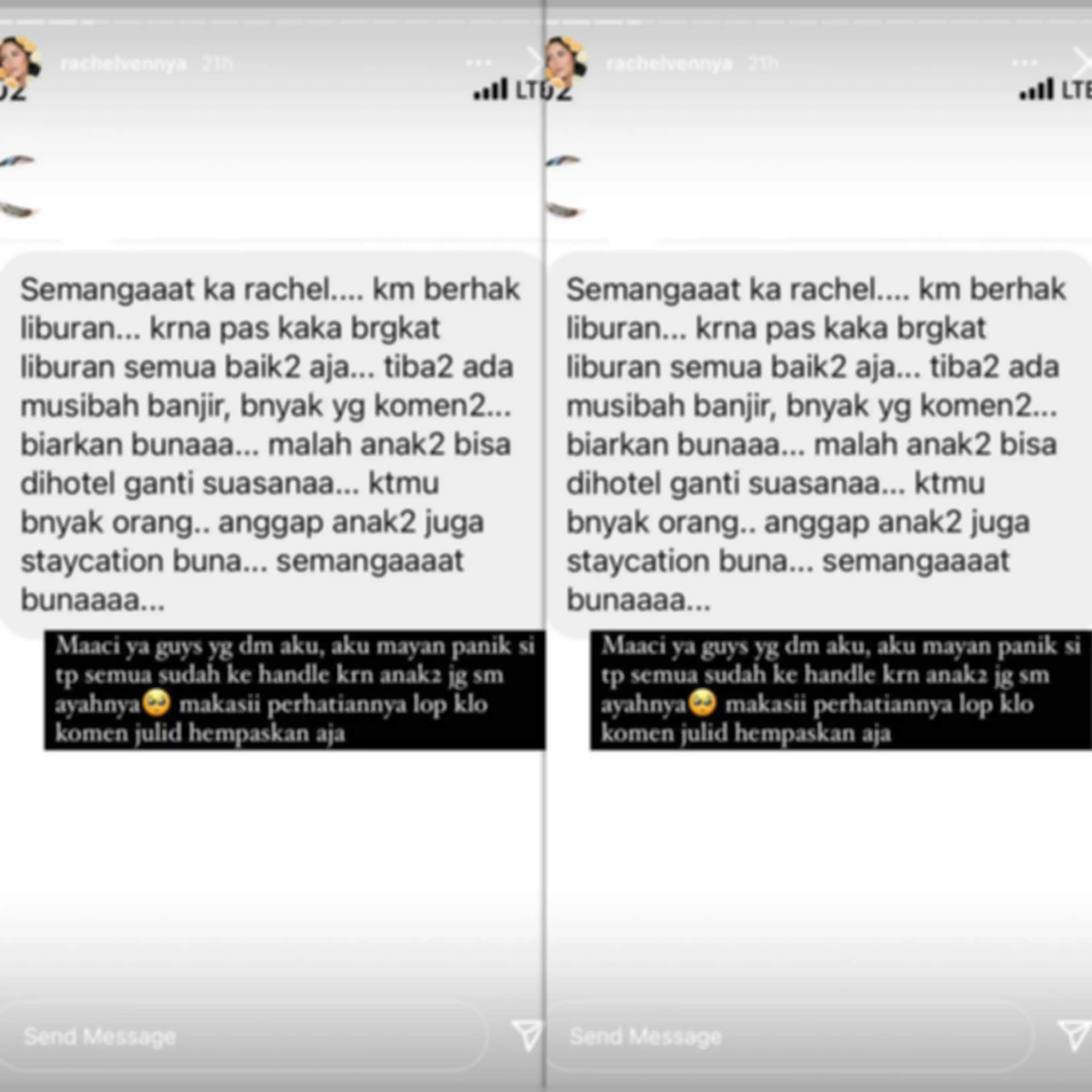 Rachel Vennya panik anaknya terjebak banjir