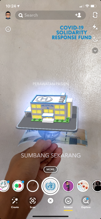 Fitur lensa terbaru untuk donasi Covid-19 di Snapchat