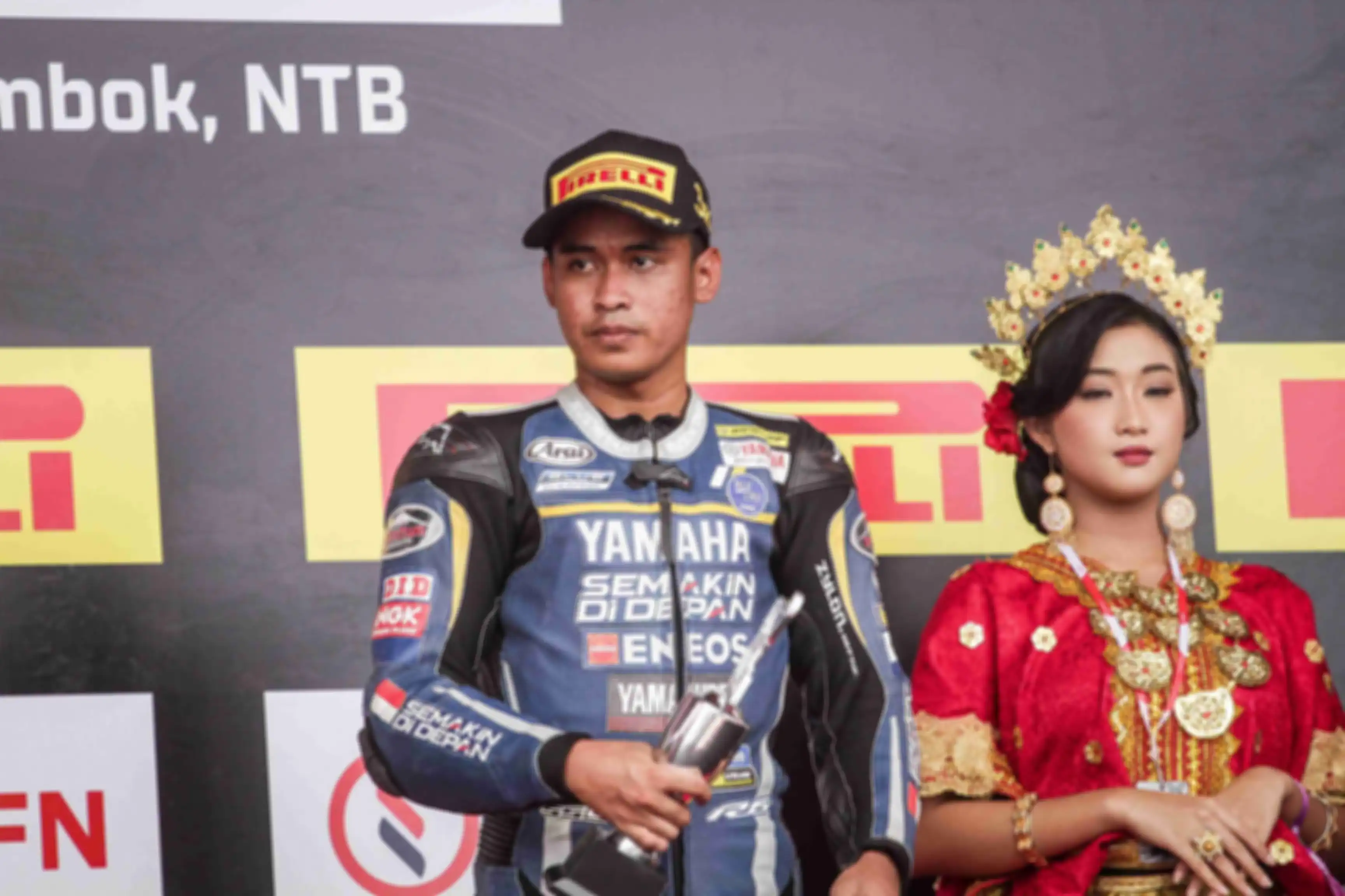 Galang Hendra pada saat podium Kejurnas Sport 250 MRS 2023