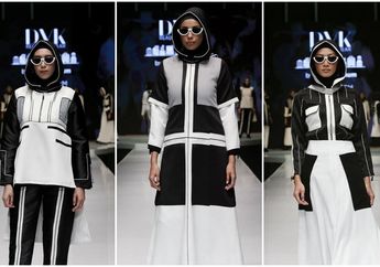 Busana Hijab Gaya Urban Nuansa Monokrom dari Desainer Defika Hanum di MUFFEST 2018