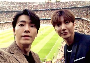 Intip Keseruan Leeteuk dan Donghae Super Junior saat Menonton Laga Barcelona vs Real Madrid Live di Spanyol!