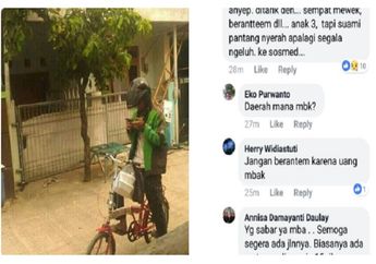 Motornya Di Tarik Leasing, Driver Ojek Online Tetap Gigih Menjemput Rejeki Dengan Sepeda