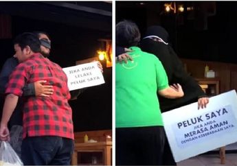 Wanita Bercadar Lakukan Sosial Eksperimen 'Peluk Aku', Reaksi yang Mereka Dapat Tak Terduga