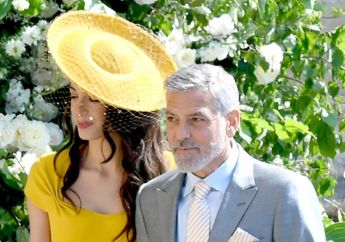 Hadiri Royal Wedding, Amal Clooney Tampil Cantik dan Stunning dengan Busana Cerah Berwarna Kuning