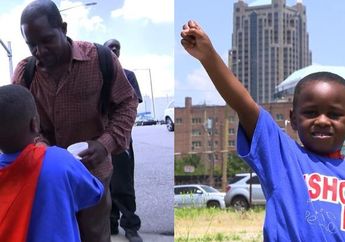 Berbaju Superhero Ciptaannya, Bocah 4 Tahun Punya Misi Mulia Memberi Makan Tunawiswa