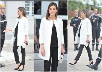 Tampilan Elegan Ratu Letizia dari Spanyol dengan Busana Monokrom, Stylish banget!