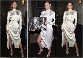 Gigi Hadid Curi Perhatian Saat Kenakan Dress Bahan Silk Berkerah Pita, Feminin banget!