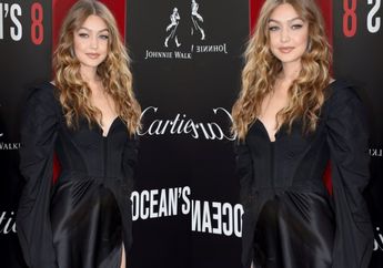 Gigi Hadid Hadiri Premiere Film Ocean 8 dengan High Slit Dress, Seksi dan Super Elegan!