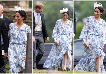 Kenakan Dress Biru Floral Seharga 72 Juta Rupiah, Meghan Markle Jadi Pusat Perhatian 