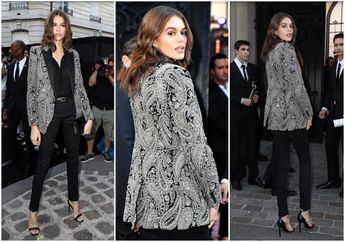 Bergaya Androgyny Chic, Kaia Gerber Tampil Stunning dengan Paisley Blazer