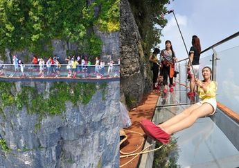 Ngeri! Sensasi Berjalan di Atas Kaca Dengan Ketinggian 4.600 Kaki