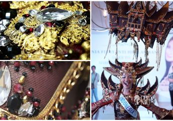 Bertabur Permata dan Dihiasi Rumah Gadang, Inilah National Costume Vania Herlambang untuk Ajang Miss International 2018