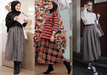 Tampil Cantik dengan Tren Gaya Hijab 2019 dengan Rok Motif Kotak-kotak