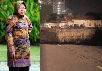 Jalan Gubeng Surabaya Ambles Menyisakan Lubang Menganga, Tri Rismaharini Beri Komentar
