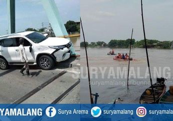 Tabrakan dengan Mobil di Jembatan Sembayat Gresik, Pengendara Motor Jatuh Tengkurap dan Hilang di Sungai Bengawan Solo