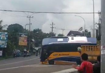 Detik-detik Bus Rombongan Siswa SD Terguling di Puncak, Penumpang Sempat Dengar Suara Aneh