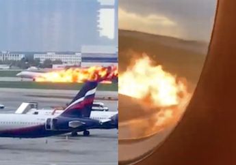 Detik-detik&nbsp;Pesawat Sukhoi Superjet Rusia Terbakar, Penumpang Menjerit Histeris hingga Dikelilingi Asap Pekat