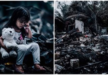 Viral, Foto Anak Perempuan Sambil Gendong Boneka di Tengah Puing-Puing Bangunan datangkan Bantuan Bagi Korban Kebakaran