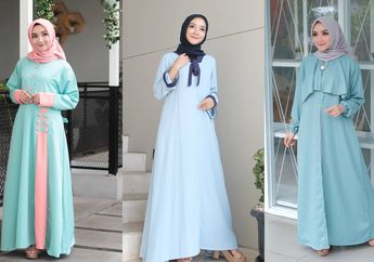 Simpel Hingga Mewah, Ini 4 Dress Hijab Biru Pastel Manis yang Pas Buat Lebaran!