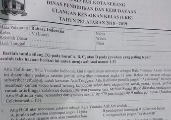 Heboh! Atta Halilintar Jadi Salah Satu Topik Ujian Anak SD, Kepala Dinas Berikan Penjelasan
