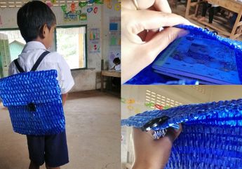 Tak Mampu Belikan Anak Tas Sekolah, Seorang Ayah Buat Sendiri dari Tali Rafia