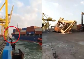 VIRAL, Video Detik-detik Kapal Asing Tabrak Crane di Pelabuhan Tanjung Emas Semarang Hingga Roboh, Petugas Berteriak dan Lari : Teman-temanku Gimana Mas?