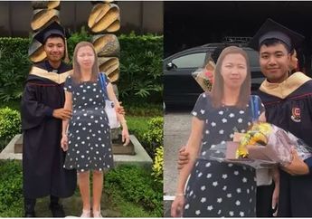 Beri Penghormatan Mendiag Ibunya, Seorang Mahasiswa Bawa Standee Bergambar Sang Ibu Saat Wisuda