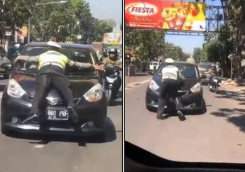 Tak Merasa Bersalah Seret Polantas di Atas Kap Mobilnya Sejauh 100 Meter, Pengendara Sirion yang Viral di Bandung Terpaksa Hentikan Kendaraannya Bukan Atas Kemauan Sendiri