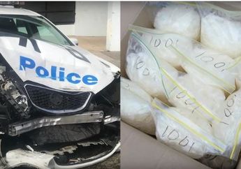 Auto Masuk Bui, Mobil Kurir Narkoba Bawa Barang Haram Senilai Rp 1,9 Triliun Tabrak Mobil Patroli Polisi yang Terparkir