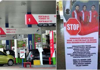 Beredar Foto&nbsp;SPBU di Kupang Pajang Larangan Menggoyang Motor Saat Isi Bensin, Benarkah Bisa Sebabkan Kebakaran?